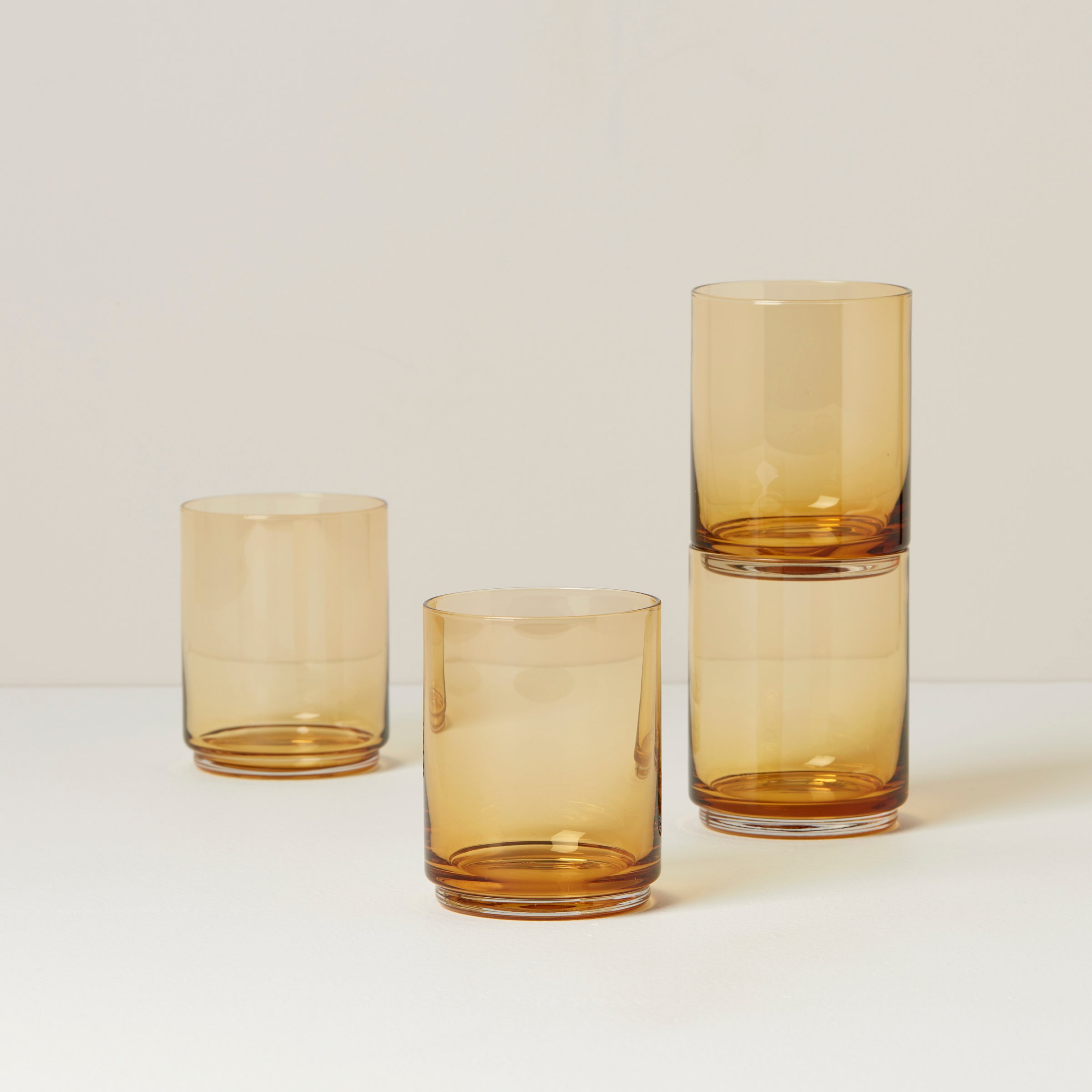Lenox Everyday Flatware Tuscany Classics Stackable Amber Tall Glasses, Set of 4