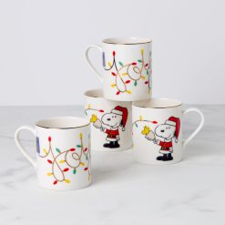 Lenox Everyday Flatware Snoopy Christmas Mugs, Set of 4