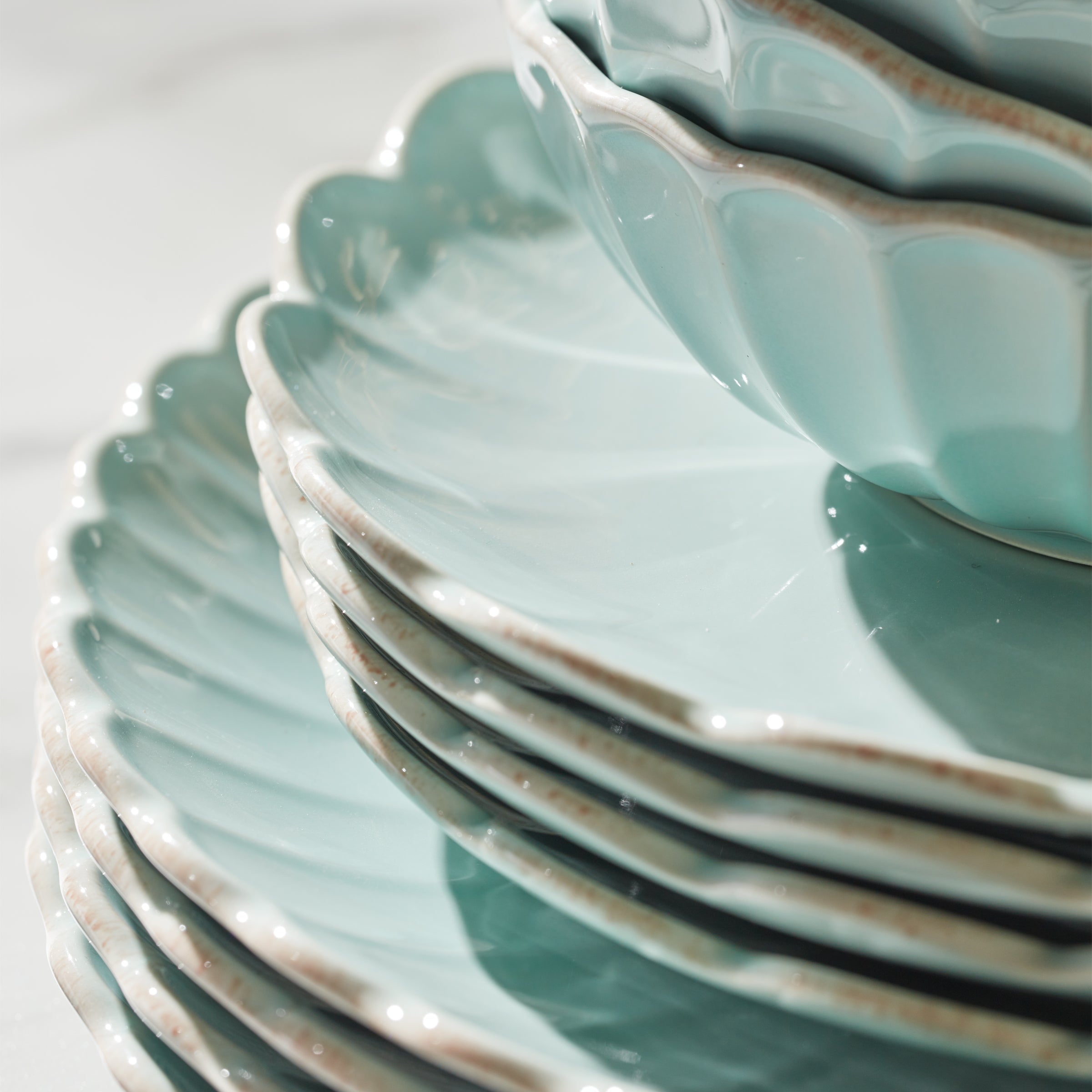 Lenox Everyday Flatware French Perle Scallop Ice Blue 12-Piece Dinnerware Set - Image 3