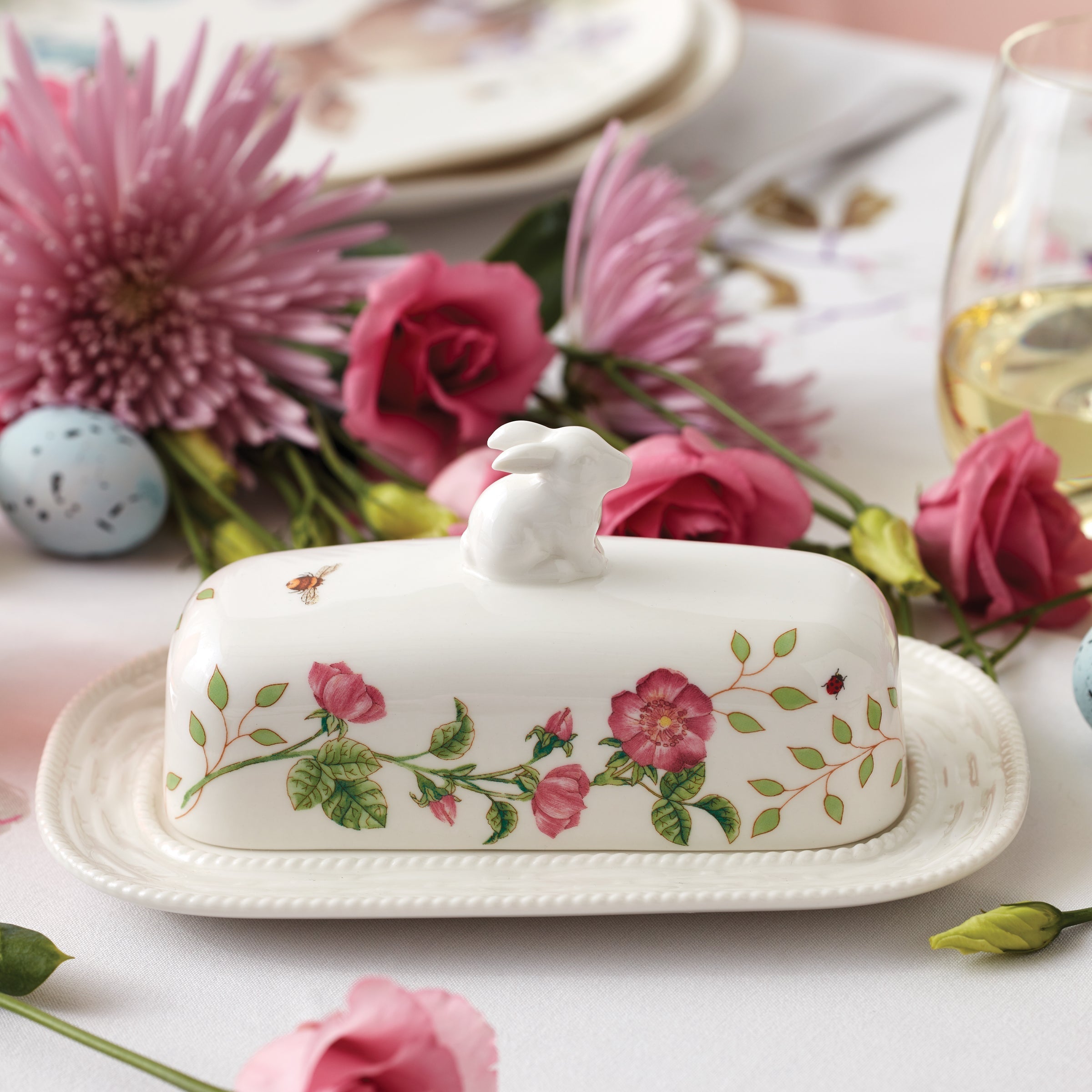 Lenox Everyday Flatware Butterfly Meadow Bunny Covered Butter Dish - Image 2