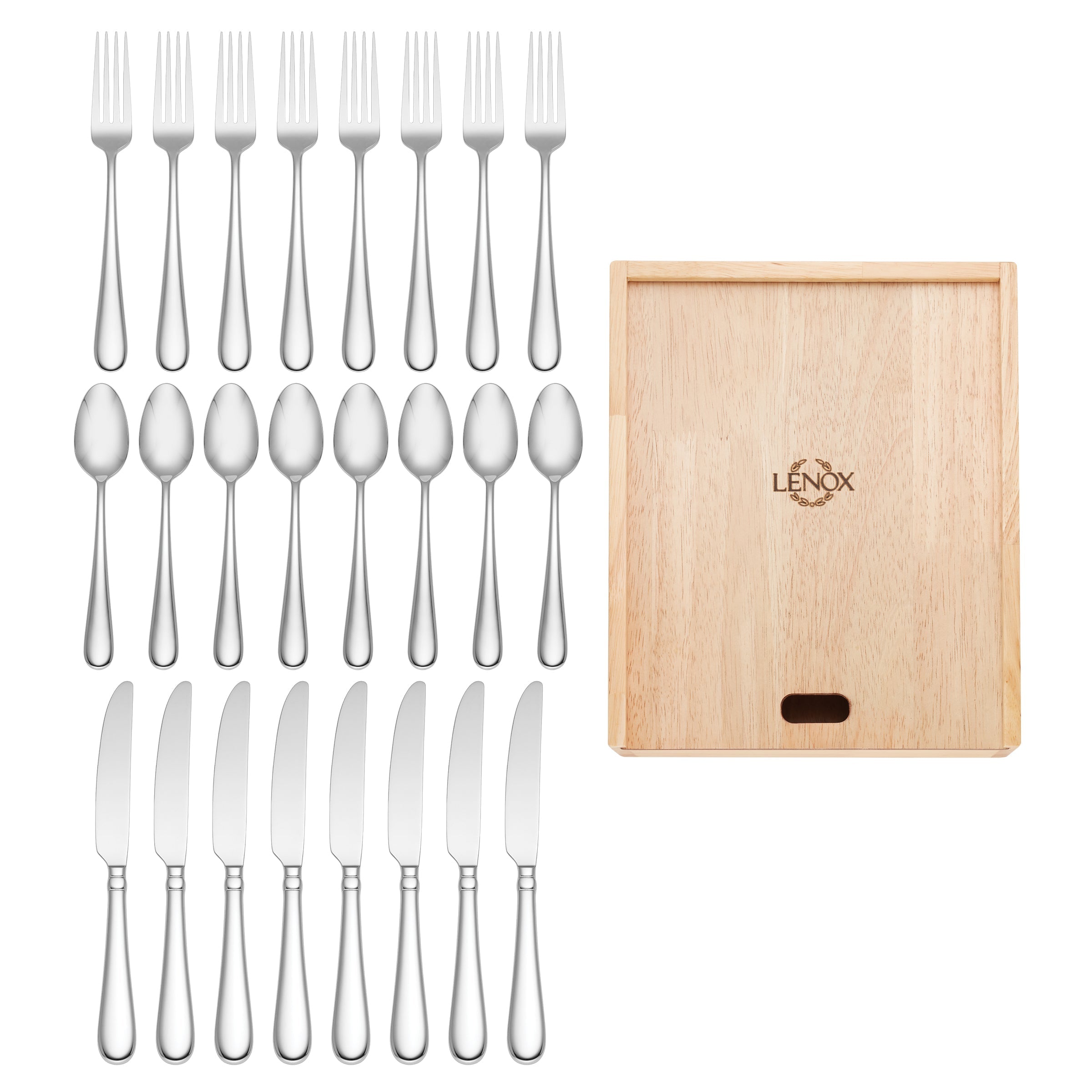 Lenox Everyday Flatware Studio 1414 Mirror 24 Piece Flatware Set with Caddy - Image 4