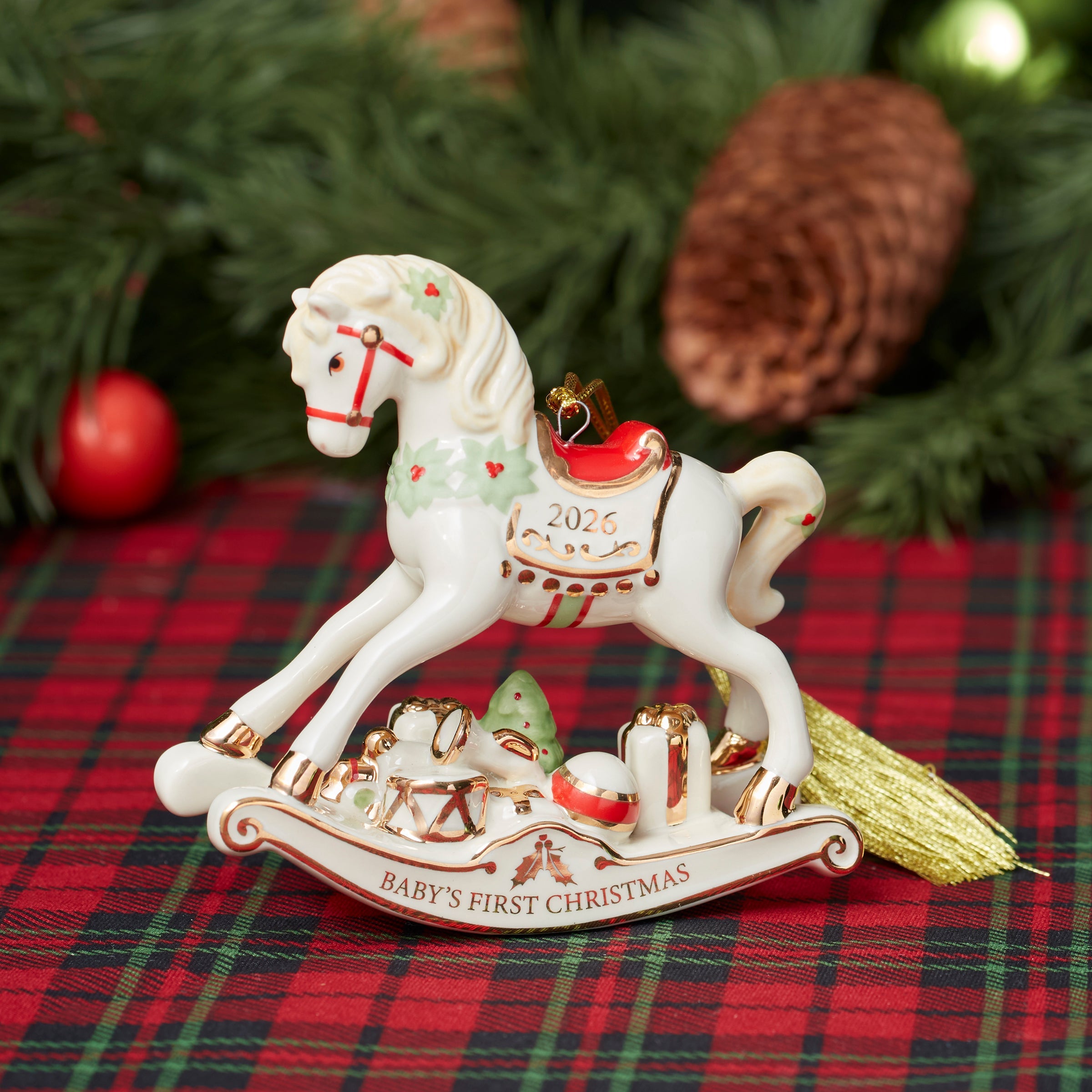 Lenox Everyday Flatware 2026 Baby's 1st Christmas Vintage Rocking Horse Ornament - Image 3
