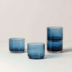 Lenox Everyday Flatware Tuscany Classics Stackable Blue Short Glasses, Set of 4