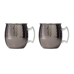 Lenox Everyday Flatware Hammered Black Moscow Mule Mugs, Set of 2