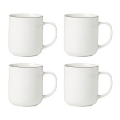 Lenox Everyday Flatware 24 Seven Black Rim Mugs, Set of 4