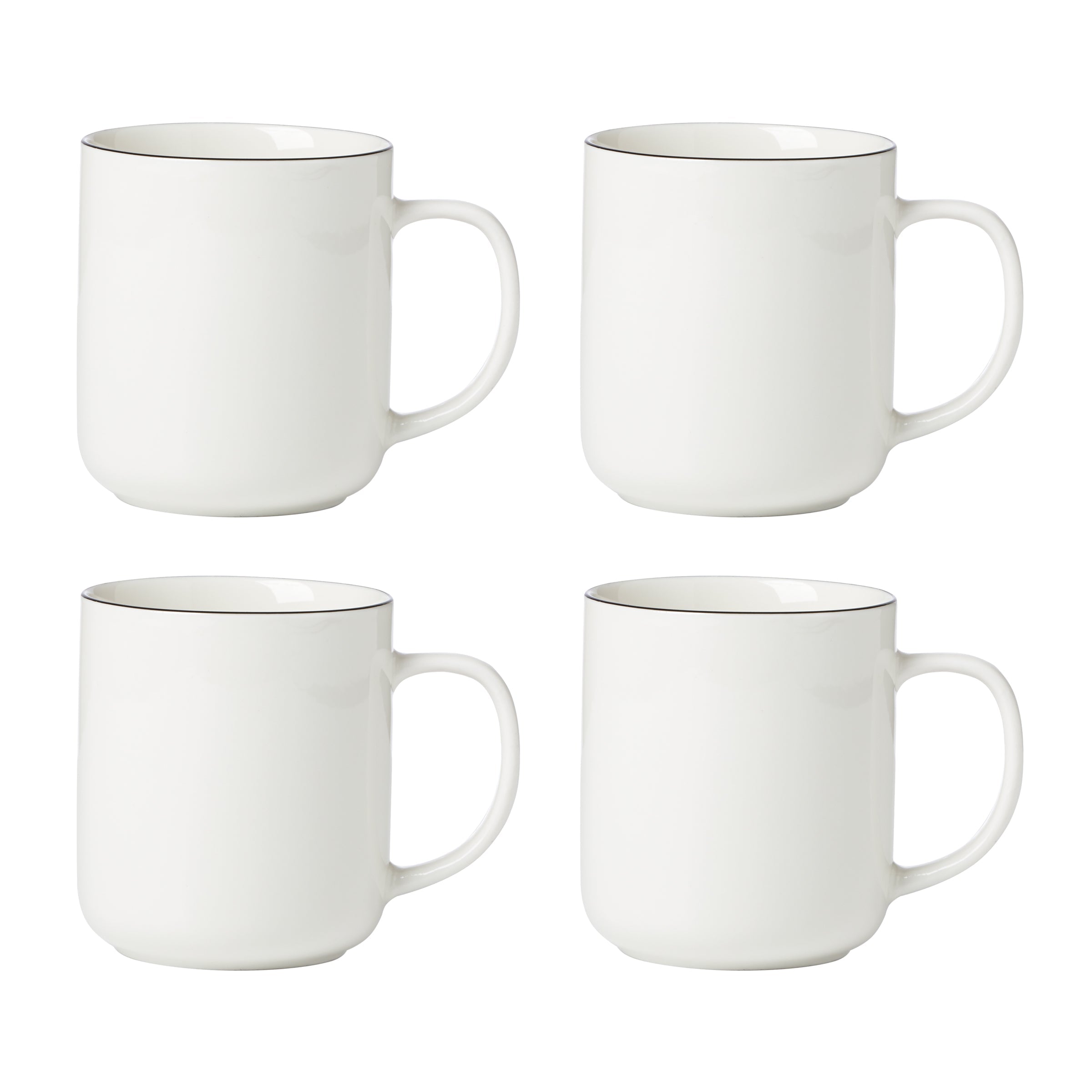 Lenox Everyday Flatware 24 Seven Black Rim Mugs, Set of 4
