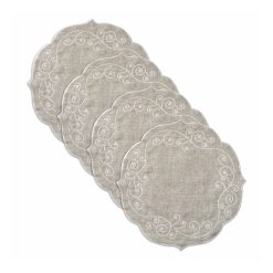 Lenox Everyday Flatware French Perle Linen Embroidered Round Placemats