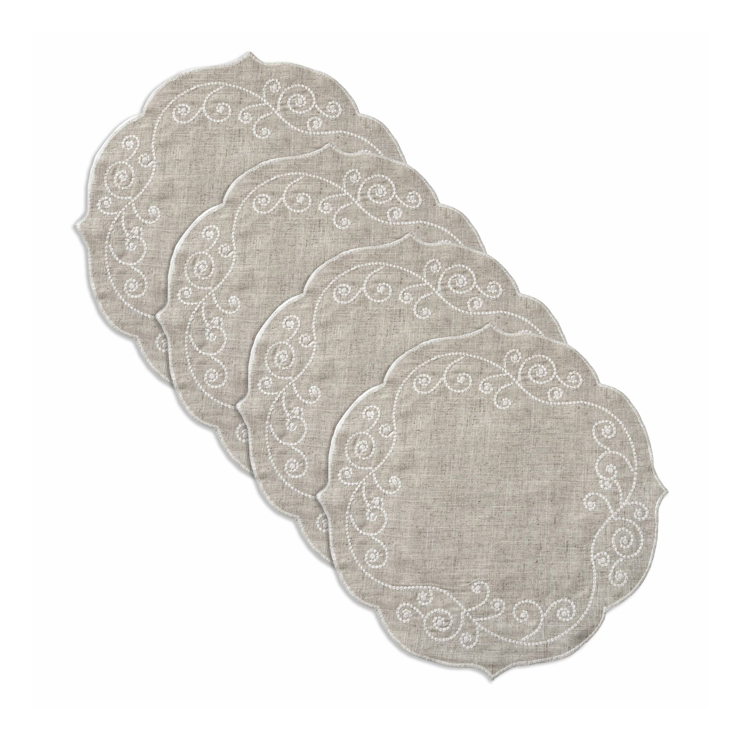 Lenox Everyday Flatware French Perle Linen Embroidered Round Placemats
