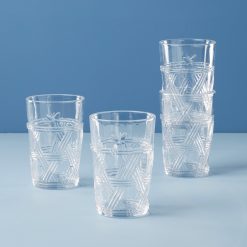 Lenox Everyday Flatware Butterfly Meadow Clear Tall Glasses, Set of 4