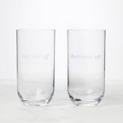 Lenox Everyday Flatware Bottoms Up & Top Me Off Highball Glasses, Set of 2