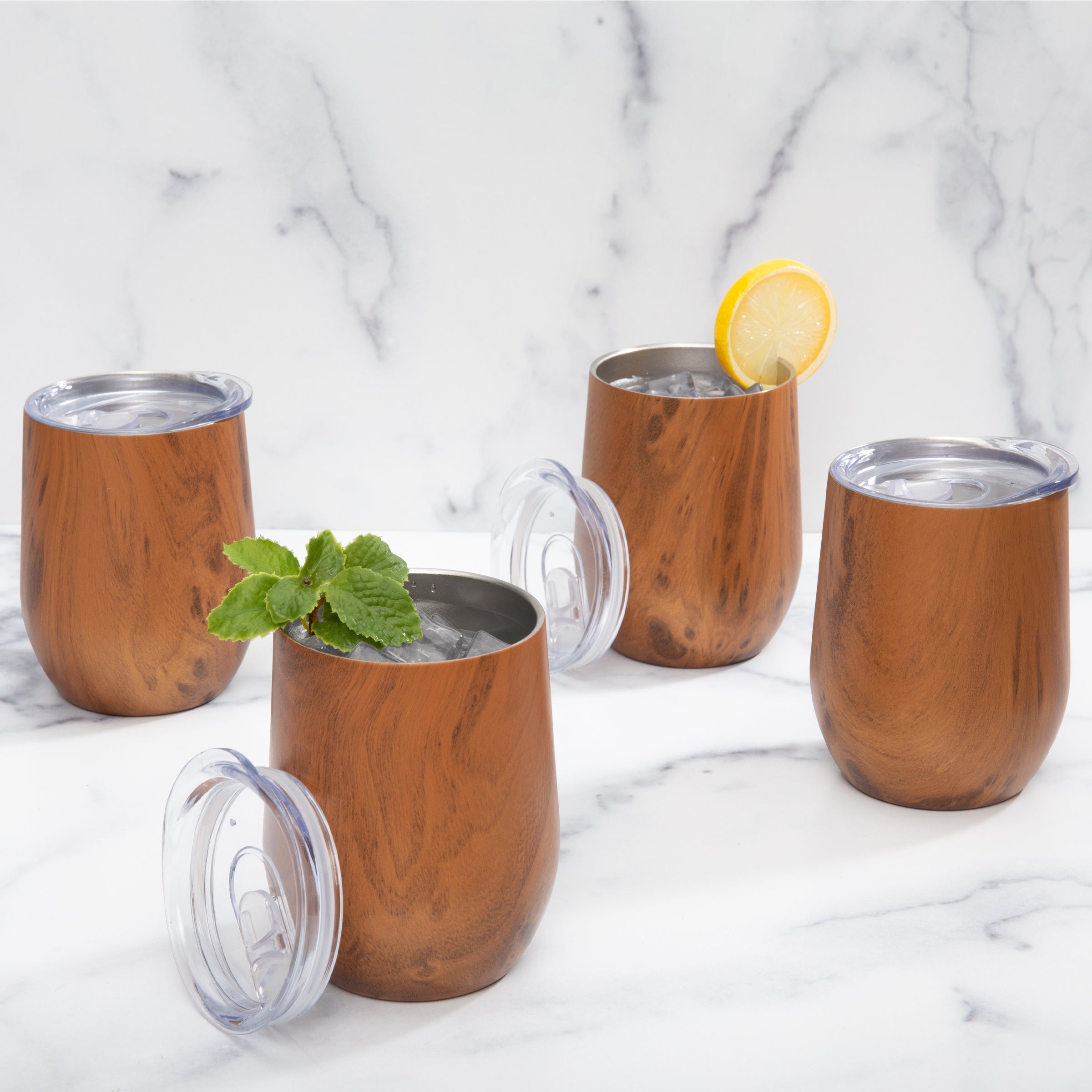 Lenox Everyday Flatware Insulated Woodgrain Wine Tumblers, Set of 4 - Image 2