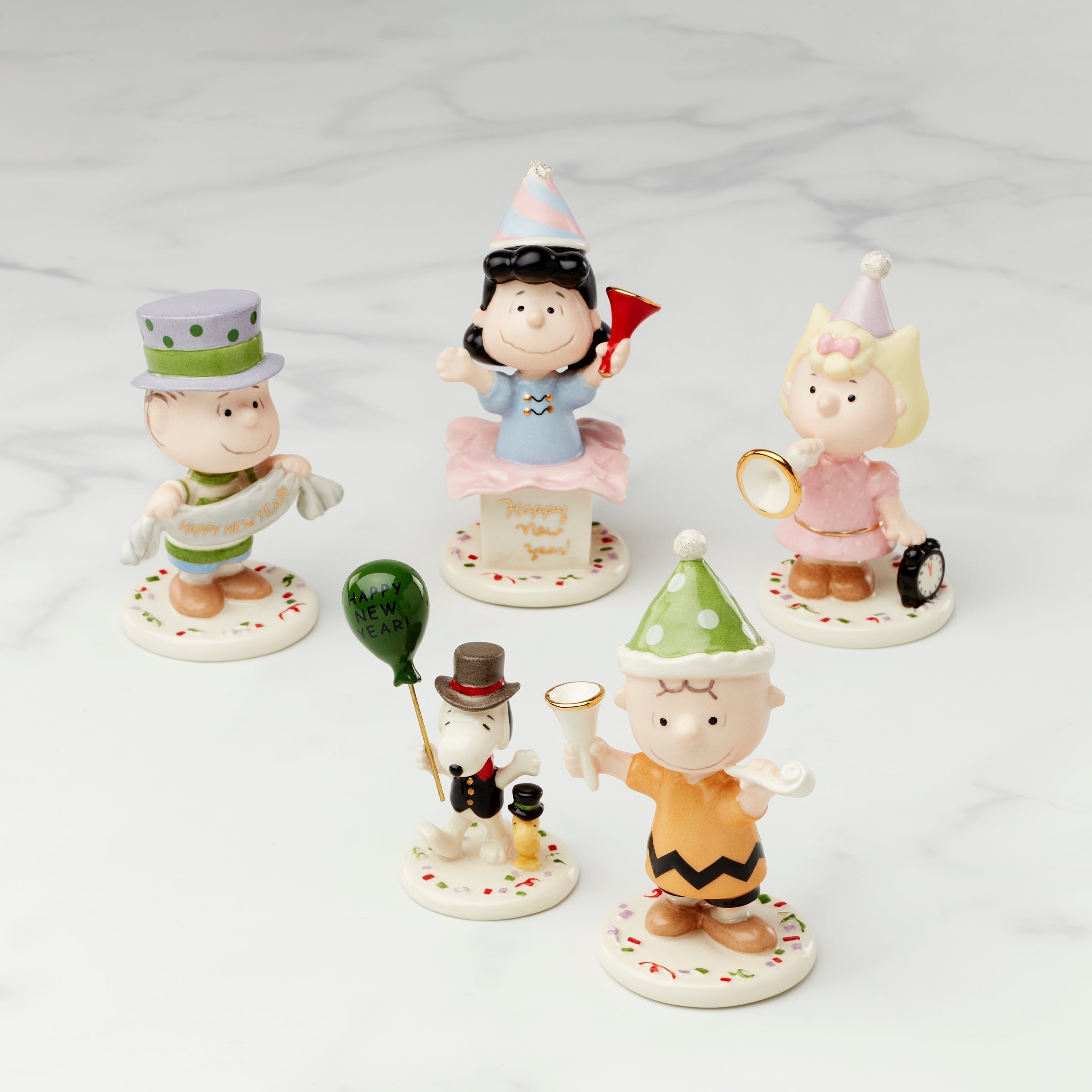 Lenox Everyday Flatware Happy New Year Charlie Brown 5-Piece Figurine Set
