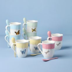 Alternative view of Lenox Everyday Flatware Butterfly Meadow Color Mugs with Spoons, Set of 8