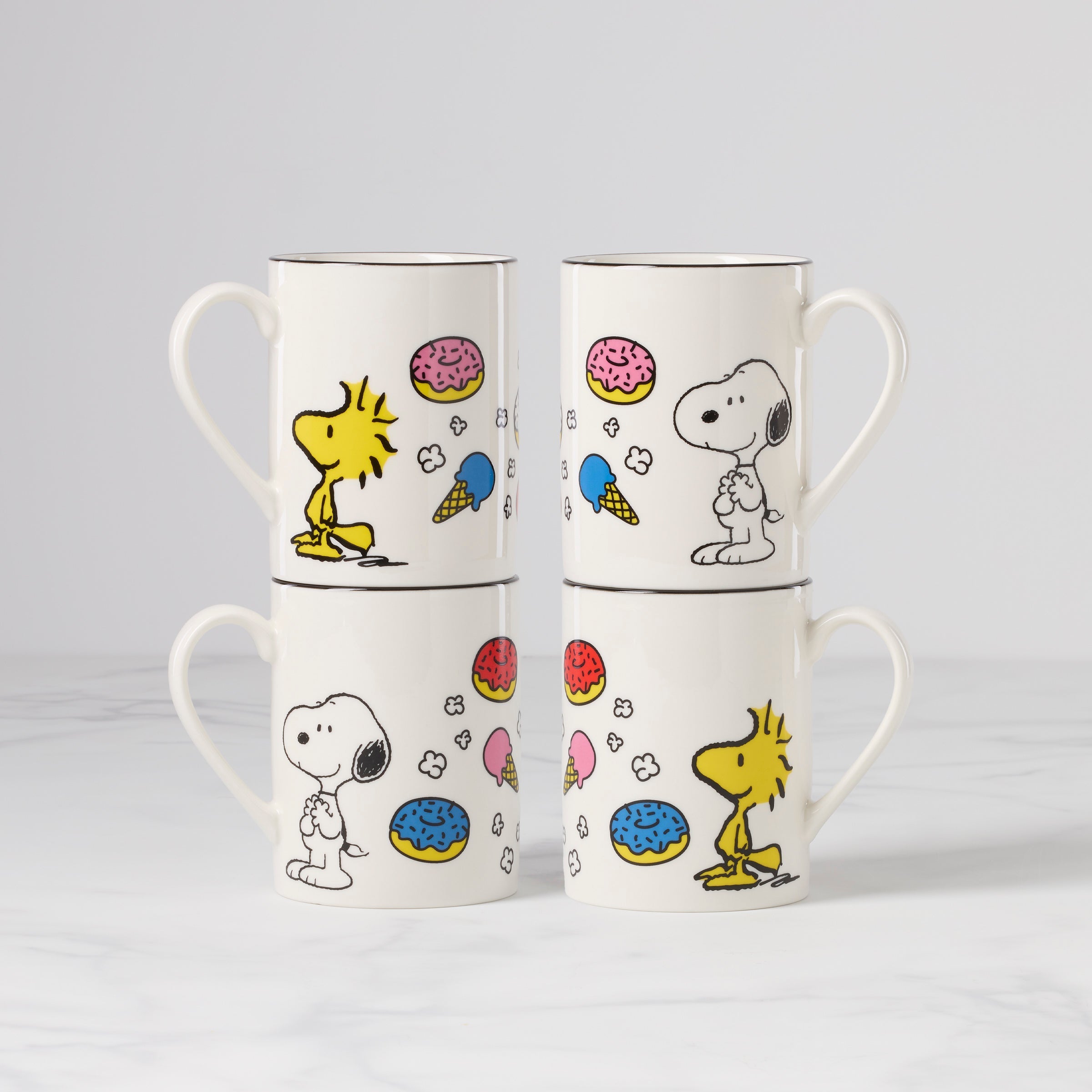 Lenox Everyday Flatware Chef Snoopy Mugs, Set of 4
