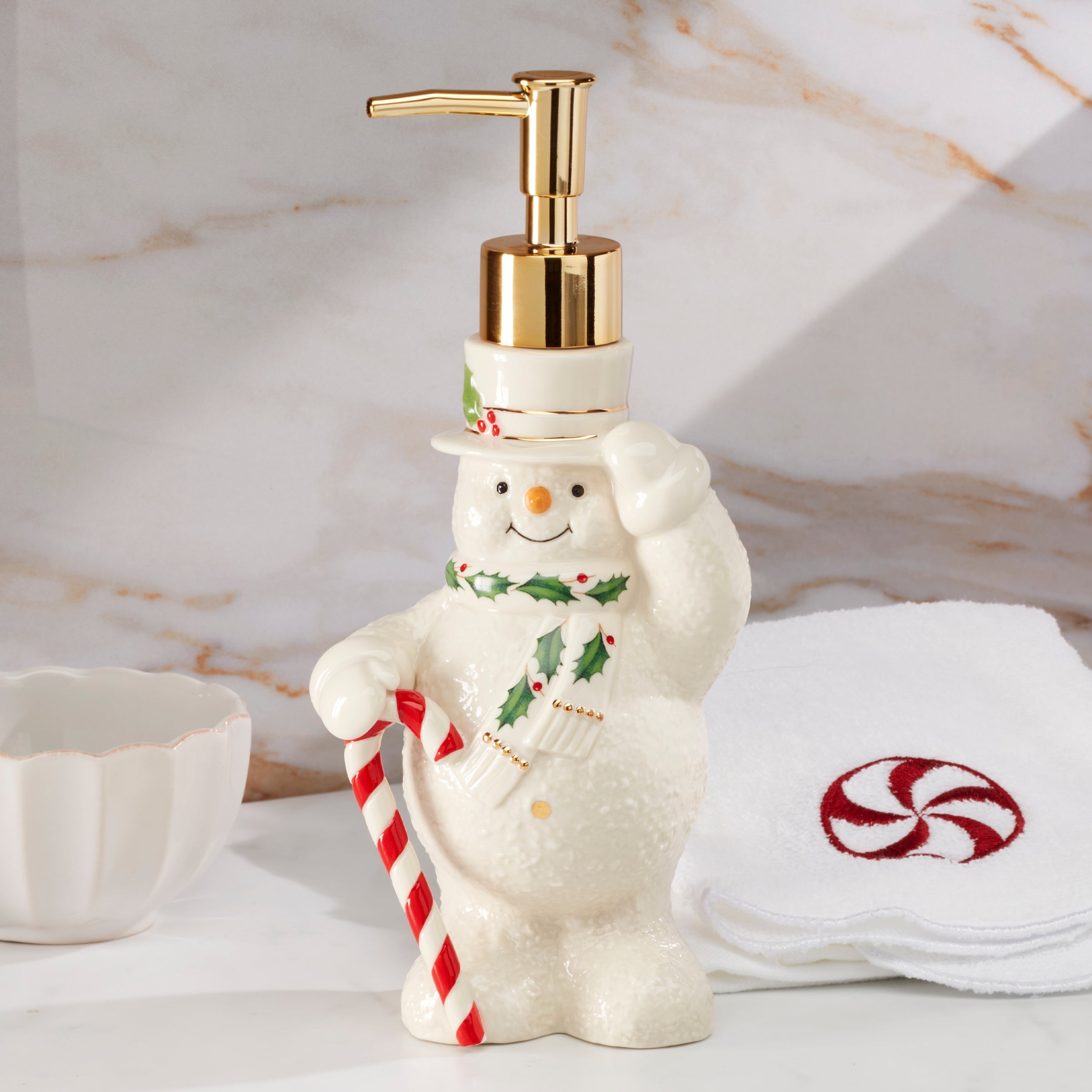 Lenox Everyday Flatware Happy Holly Days Snowman Soap Dispenser - Image 3