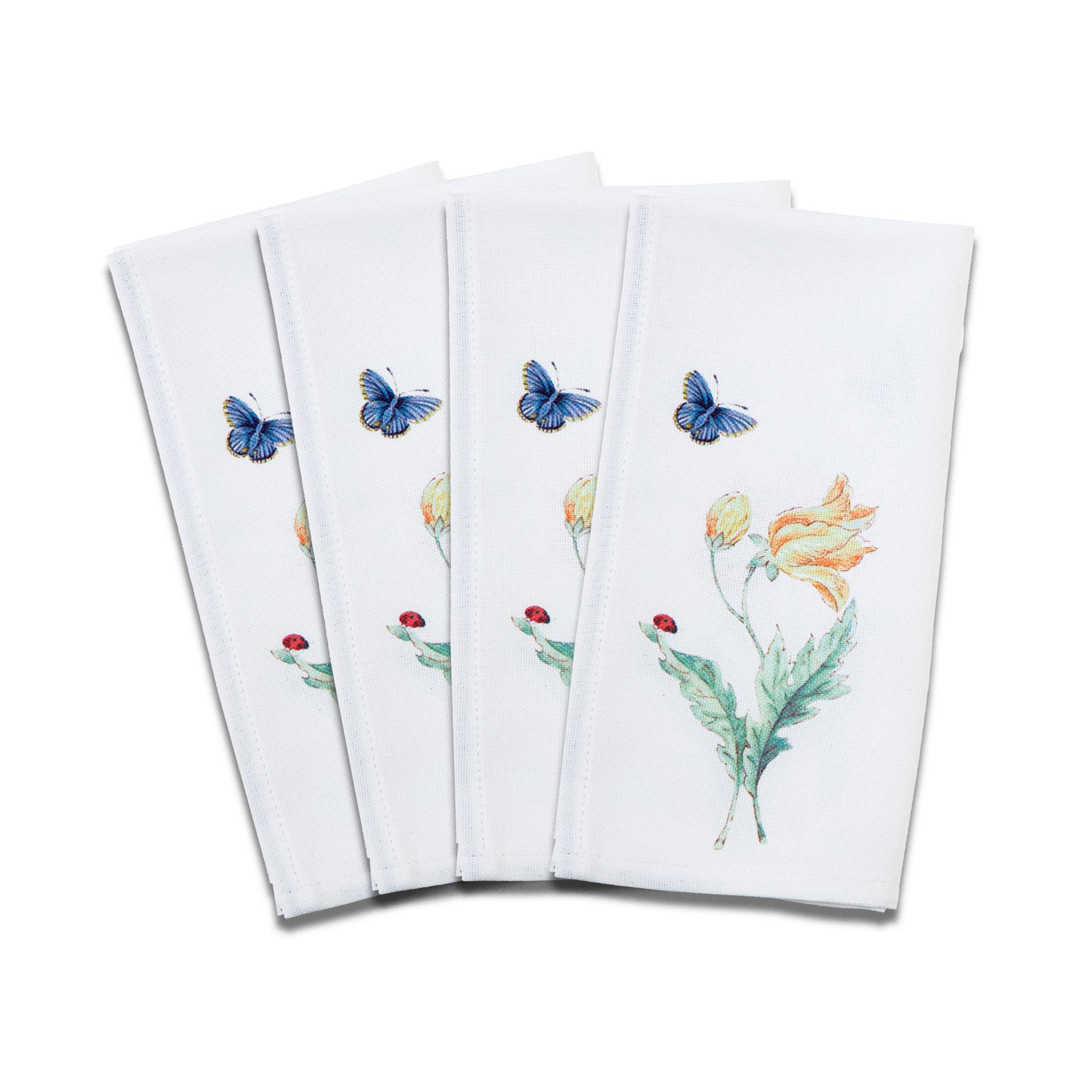 Lenox Everyday Flatware Butterfly Meadow Garden Dinner Napkins, Set of 4