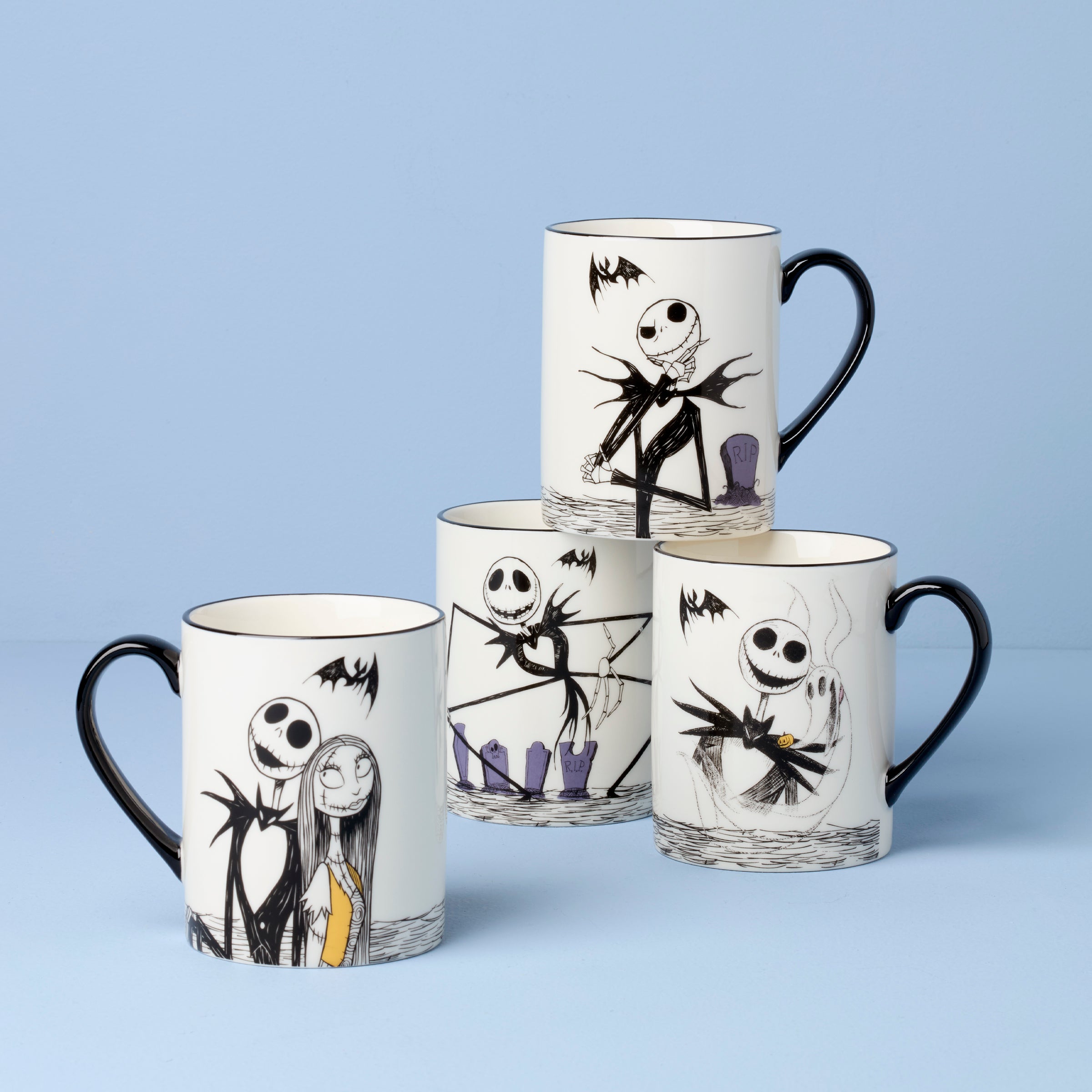 Lenox Everyday Flatware Nightmare Before Christmas Mugs, Set of 4