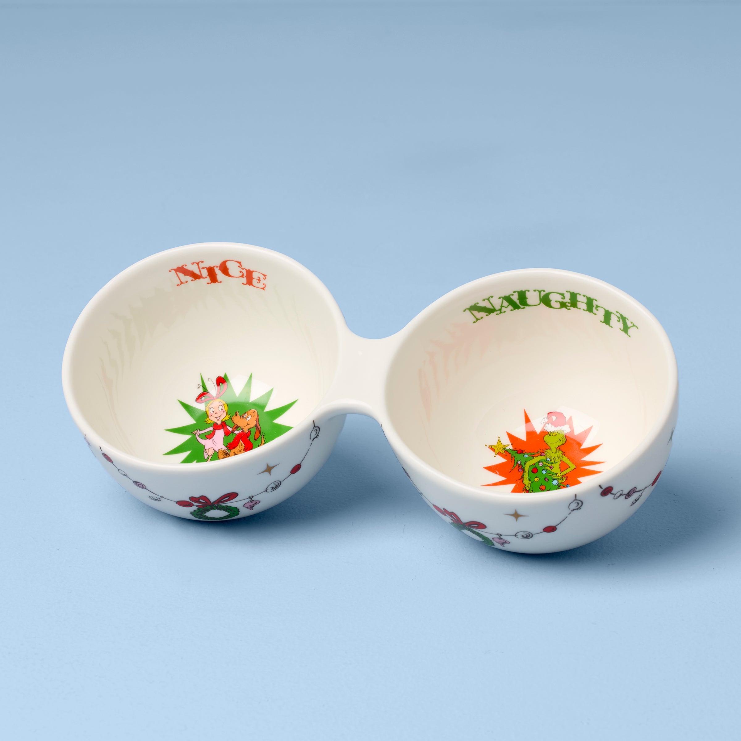 Lenox Everyday Flatware Merry Grinchmas Naughty or Nice Double Dip Bowl - Image 2