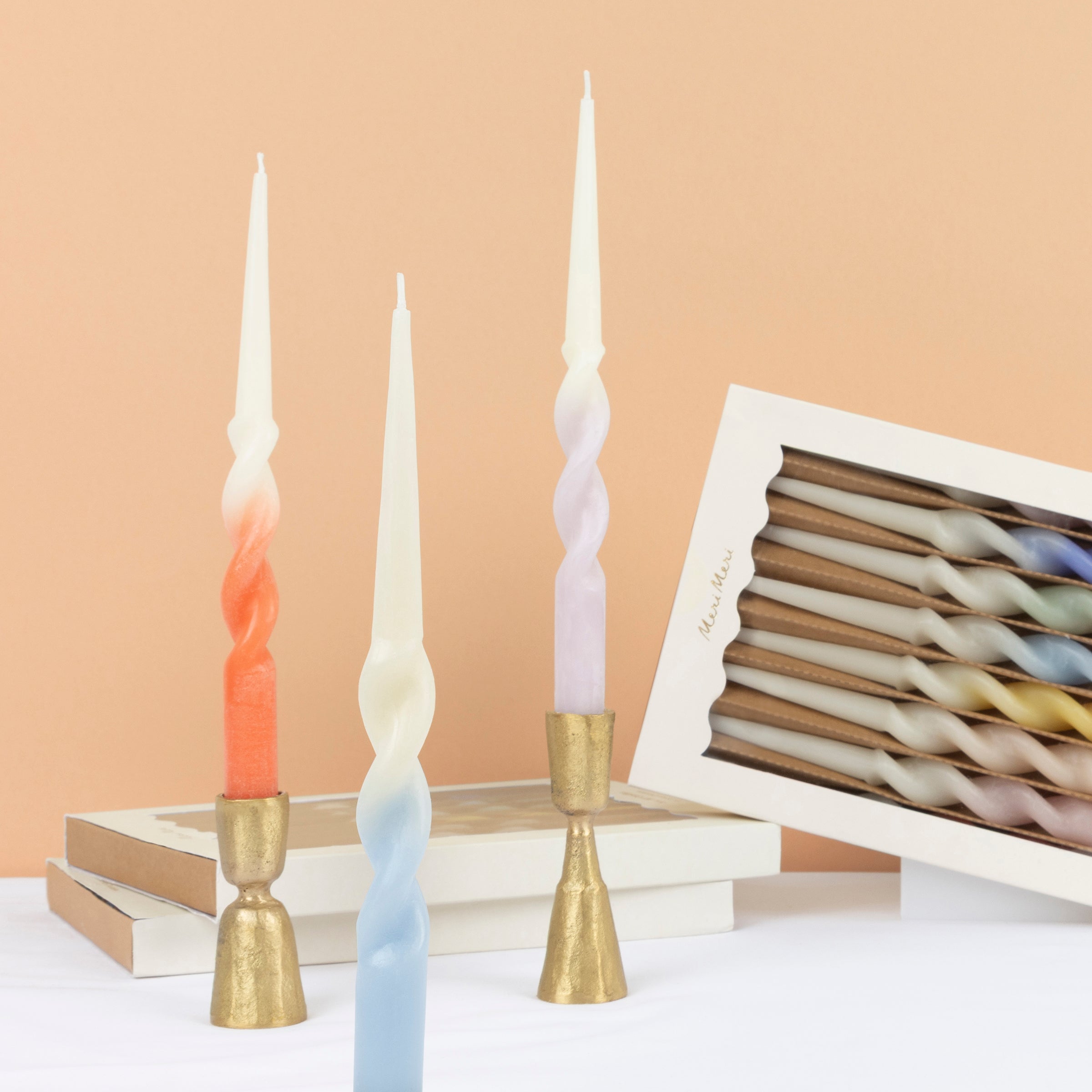 Lenox Everyday Flatware Rainbow Twisted Table Candles, Set of 8