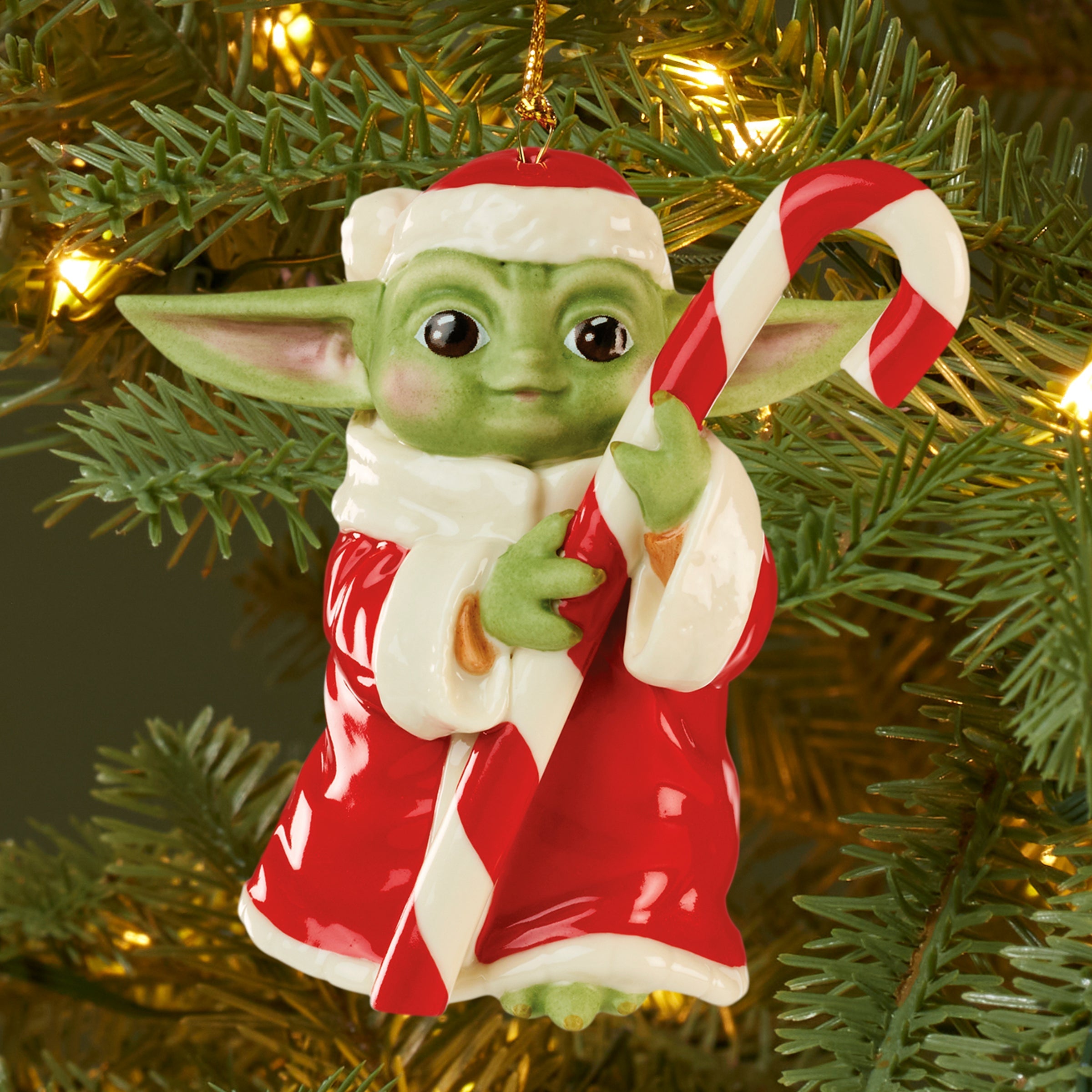 Lenox Everyday Flatware Grogu with Candy Cane Ornament - Image 4