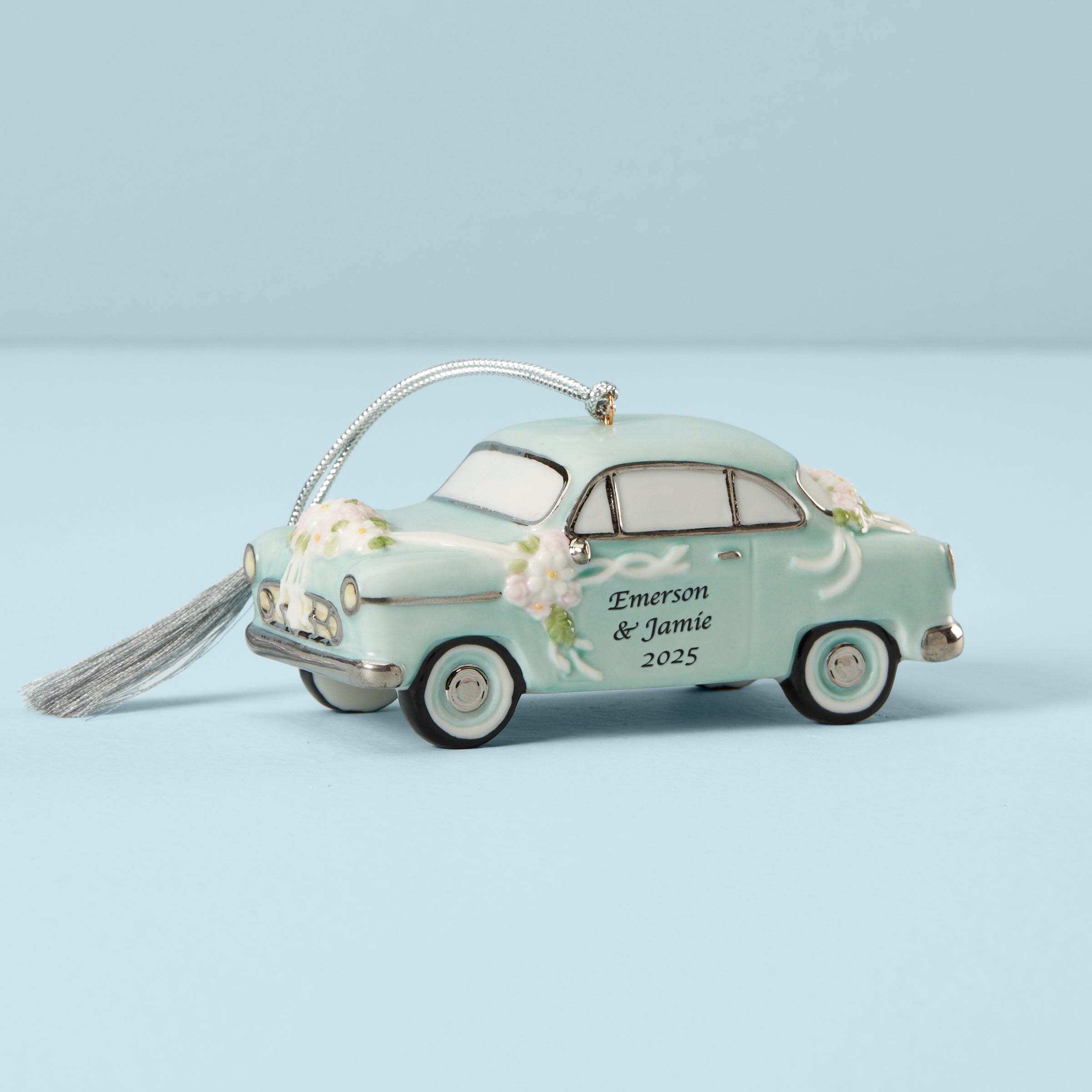 Lenox Everyday Flatware Personalized Just Married Car Ornament