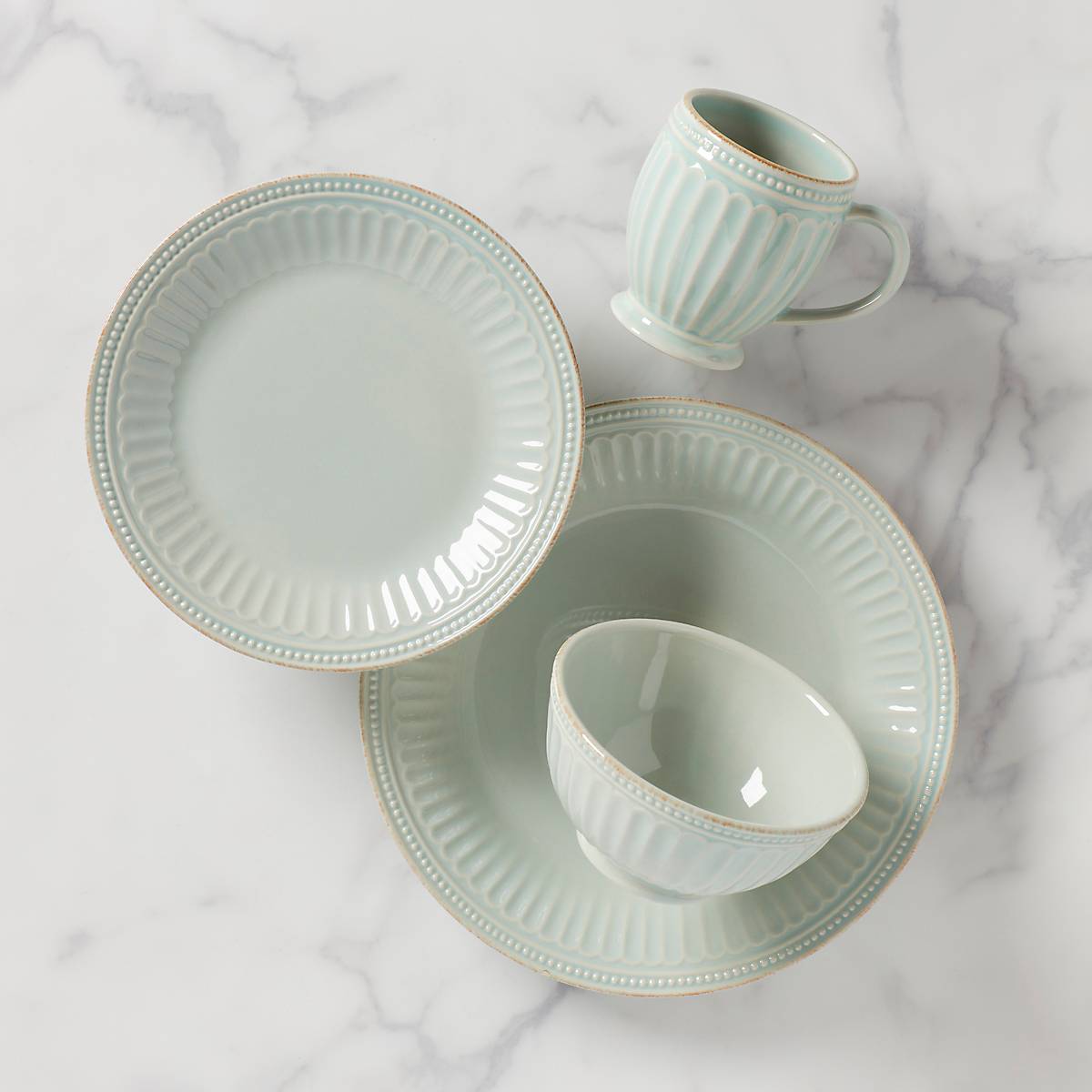 Lenox Everyday Flatware French Perle Groove Ice Blue 4-Piece Place Setting