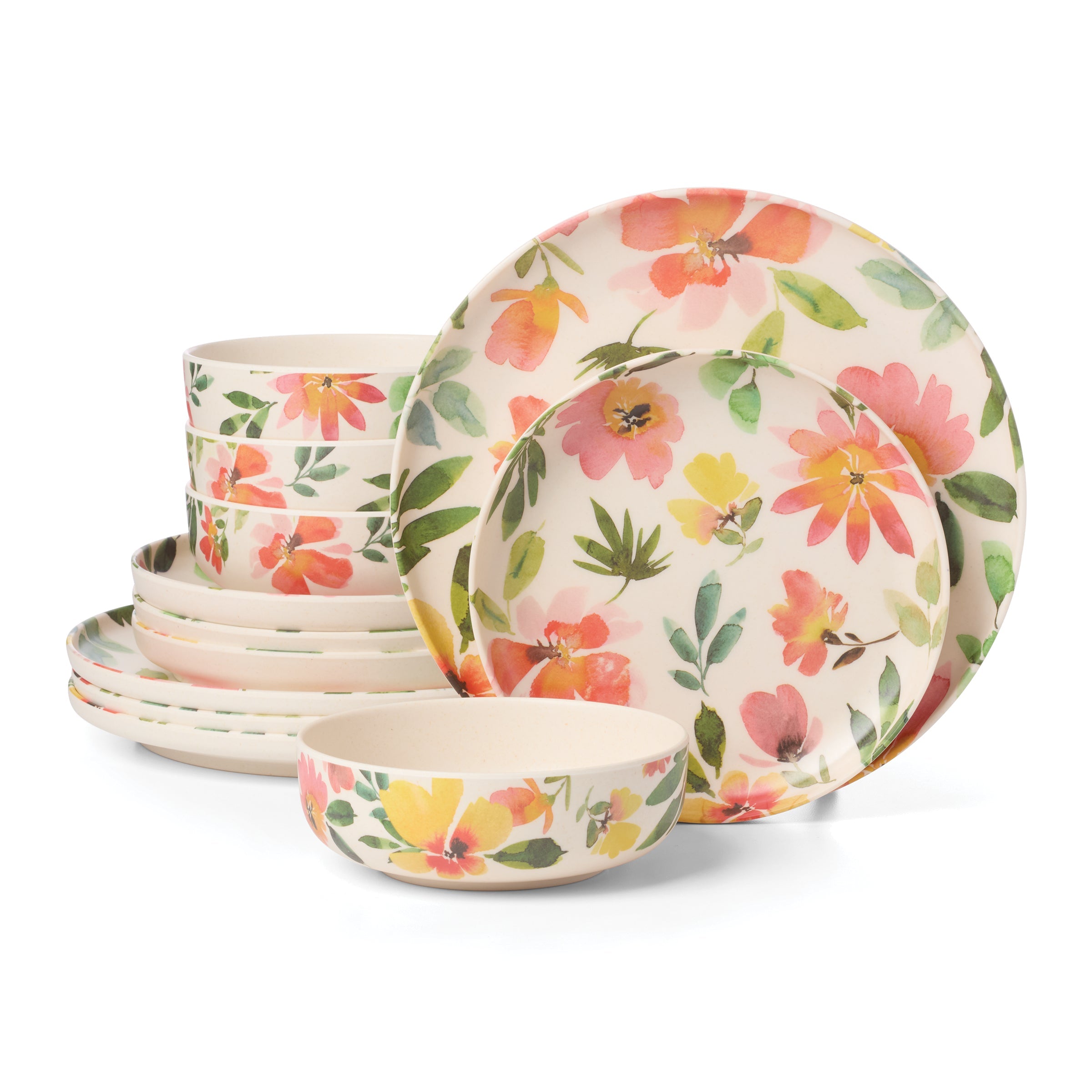 Lenox Everyday Flatware 24 Seven Melamine Floral 12-Piece Dinnerware Set