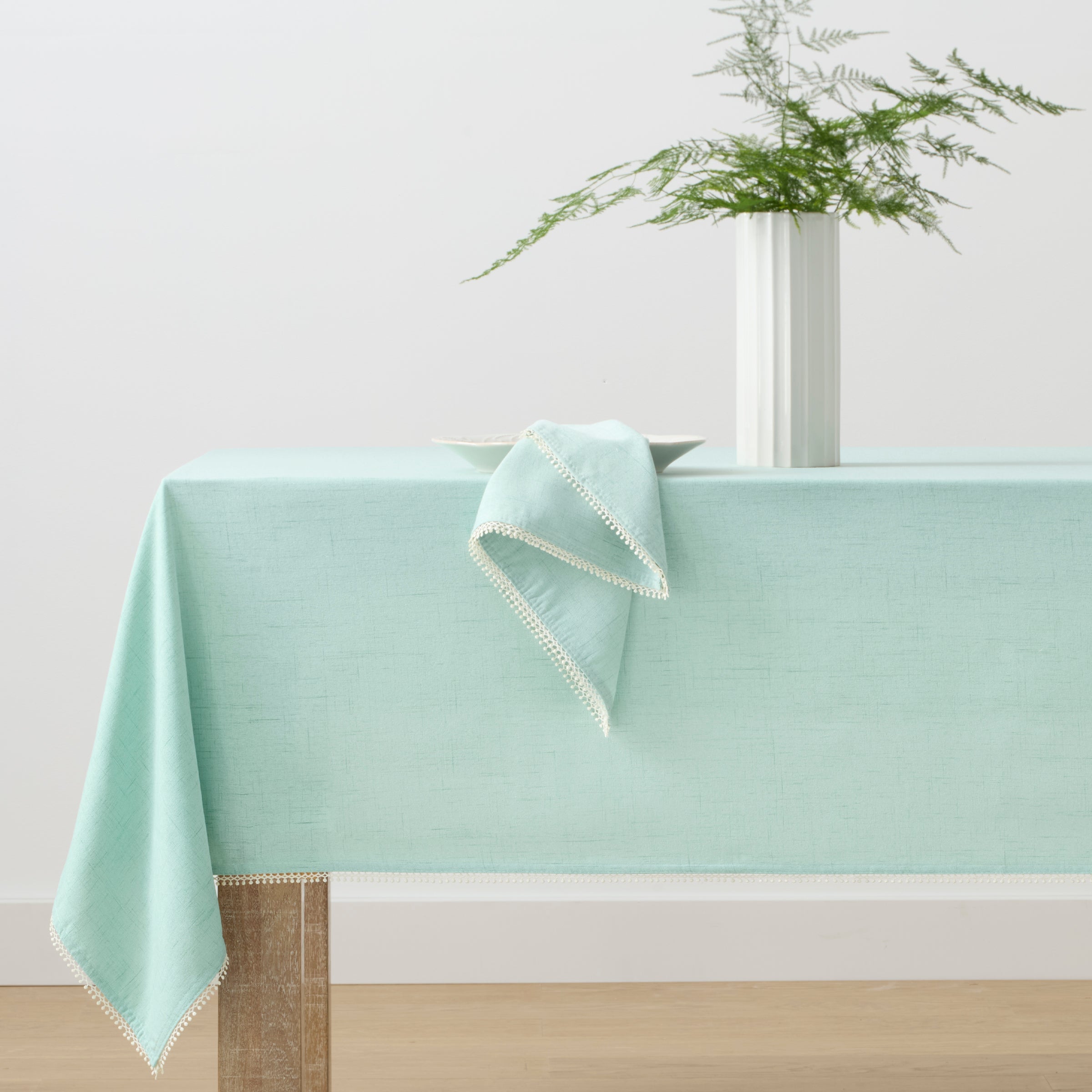 Lenox Everyday Flatware French Perle Solid Ice Blue 60x120 Tablecloth - Image 2