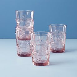 Lenox Everyday Flatware Butterfly Meadow Pink Tall Glasses, Set of 4