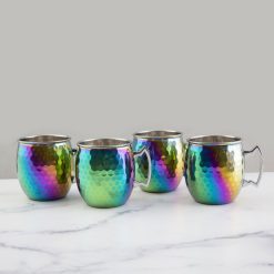 Lenox Everyday Flatware Hammered Rainbow Moscow Mule Mugs, Set of 4