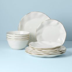 Lenox Everyday Flatware Blue Bay White 12-Piece Dinnerware Set