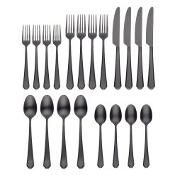 Lenox Everyday Flatware Geo Black Satin 20-Piece Flatware Set