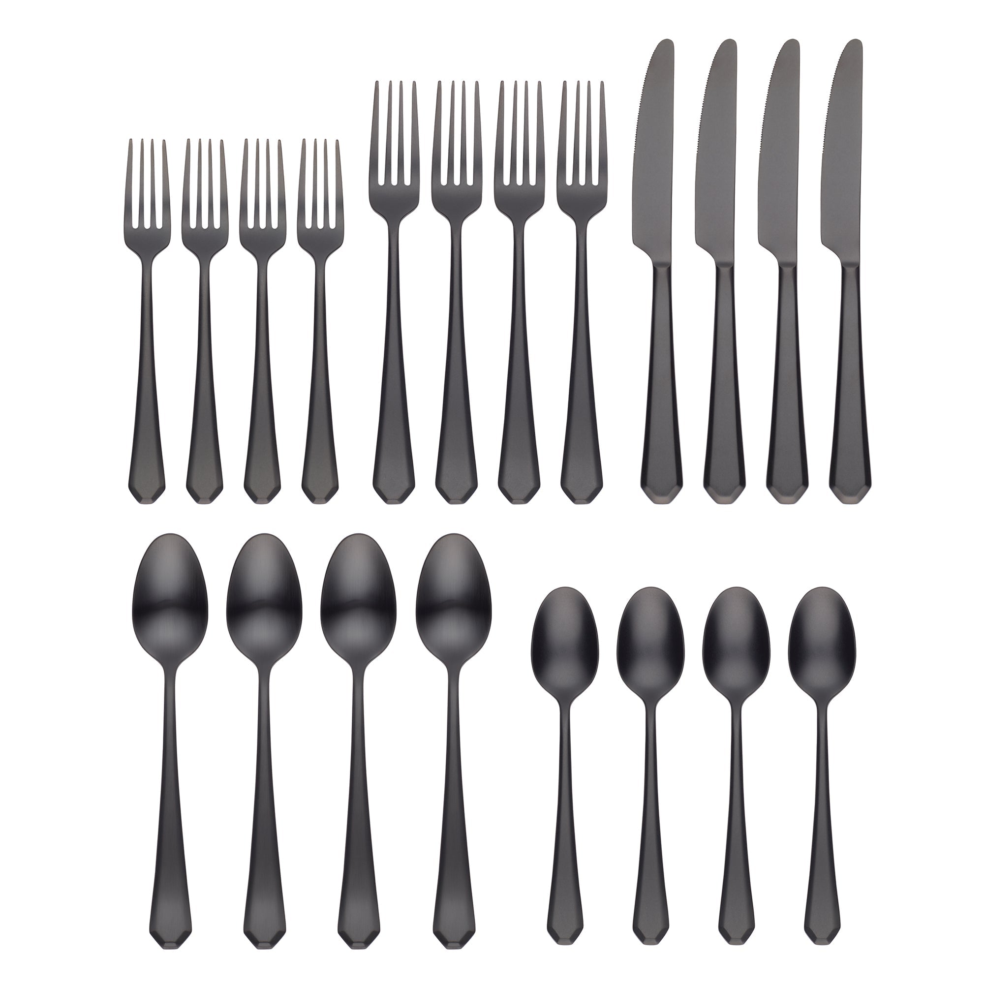 Lenox Everyday Flatware Geo Black Satin 20-Piece Flatware Set