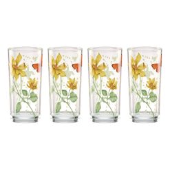 Lenox Everyday Flatware Butterfly Meadow Decal Highball, Set of 4