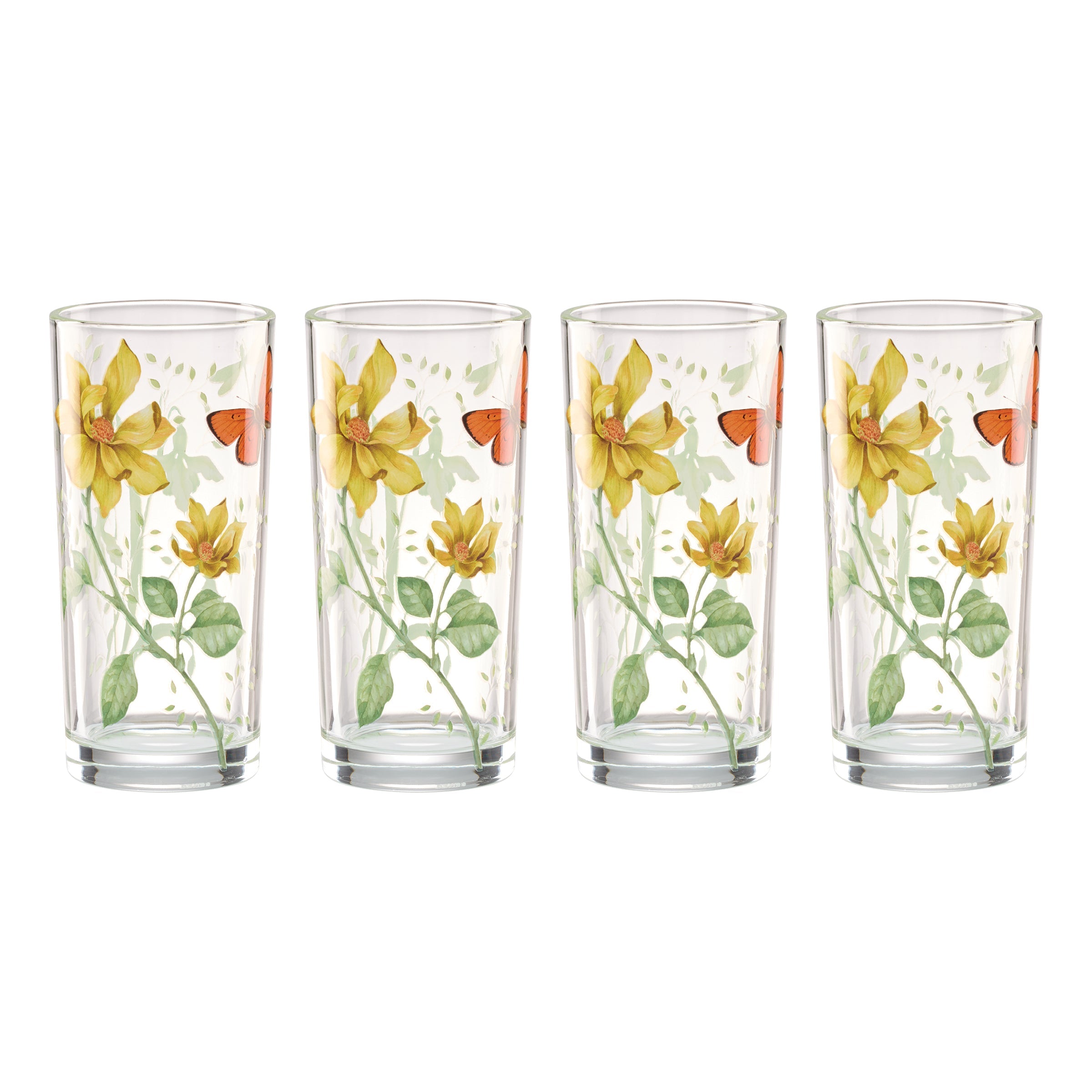 Lenox Everyday Flatware Butterfly Meadow Decal Highball, Set of 4