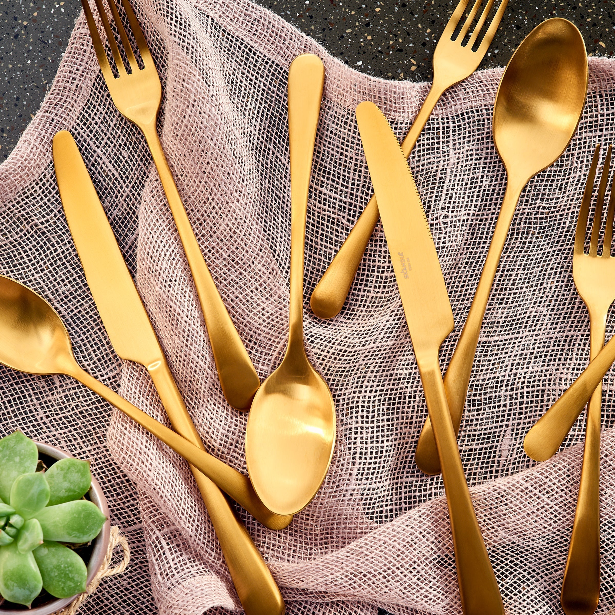 Lenox Everyday Flatware Mirabella Gold Titanium Satin 20-Piece Flatware Set - Image 3