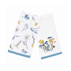 Lenox Everyday Flatware Wildflowers Embroidered Kitchen Towels, Set of 2
