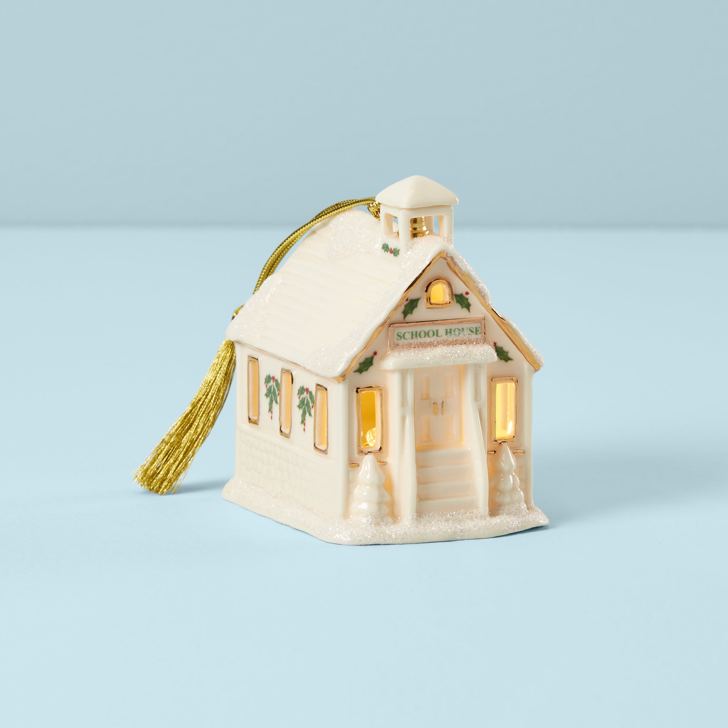 Lenox Everyday Flatware Christmas Village School Lit Ornament