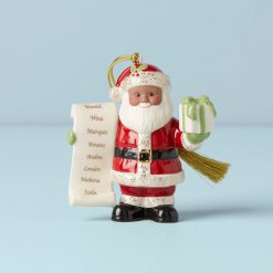 Lenox Everyday Flatware Personalized African American Santa with List Ornament