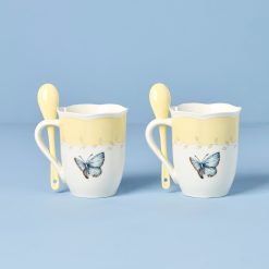 Alternative view of Lenox Everyday Flatware Butterfly Meadow Yellow Mugs with Spoons, Set of 2