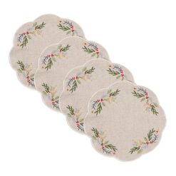 Lenox Everyday Flatware French Perle Holly Embroidered Placemats - Set Of 4