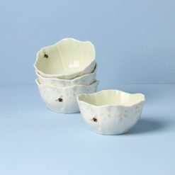 Lenox Everyday Flatware Butterfly Meadow Floral Green Dessert Bowls, Set of 4