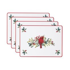 Alternative view of Lenox Everyday Flatware Winter Greetings Cardinal Cork Placemats, Set of 4