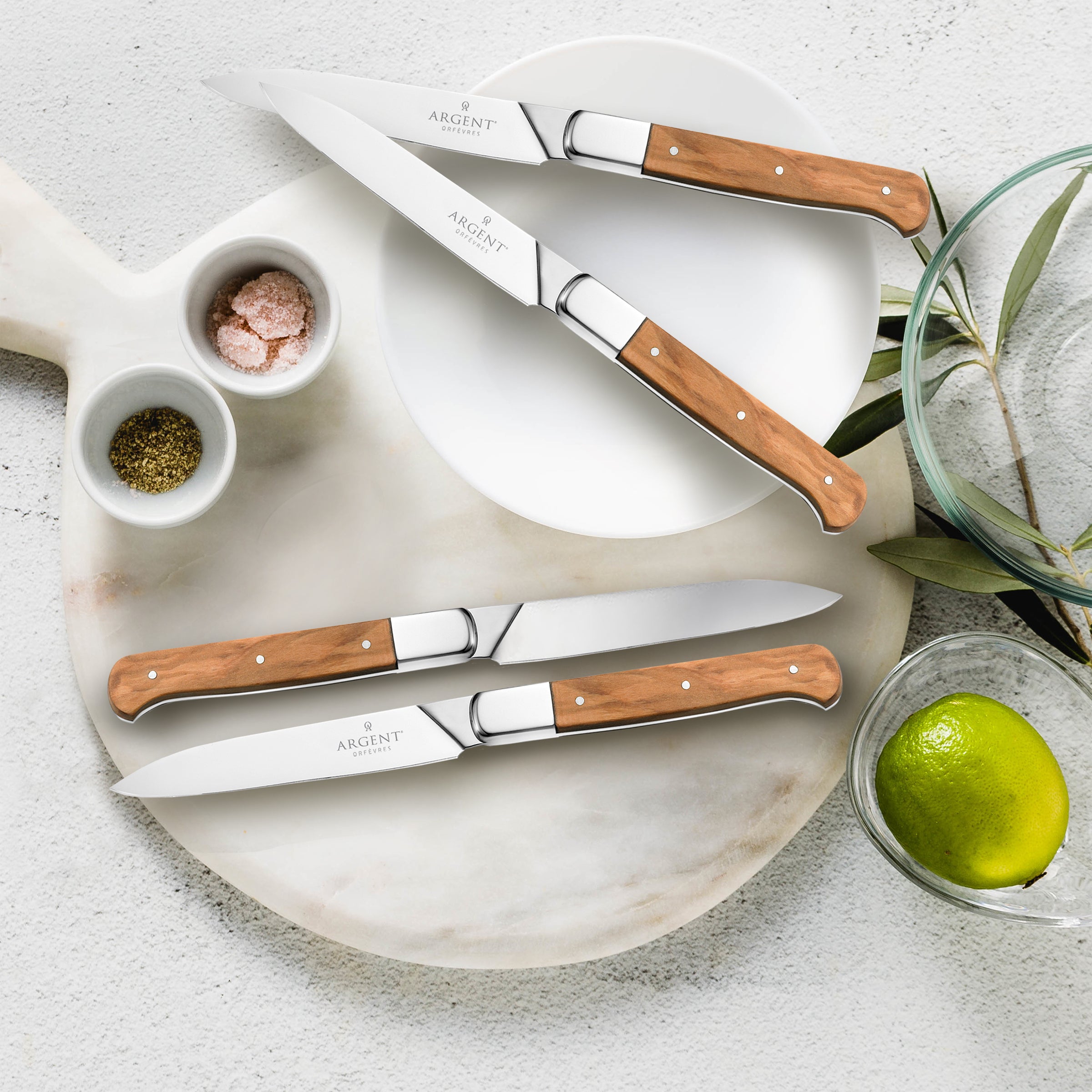 Lenox Everyday Flatware Argent Lynden Olive Wood Steak Knives, Set of 4 - Image 3