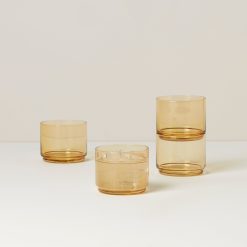 Lenox Everyday Flatware Tuscany Classics Stackable Amber Short Glasses, Set of 4