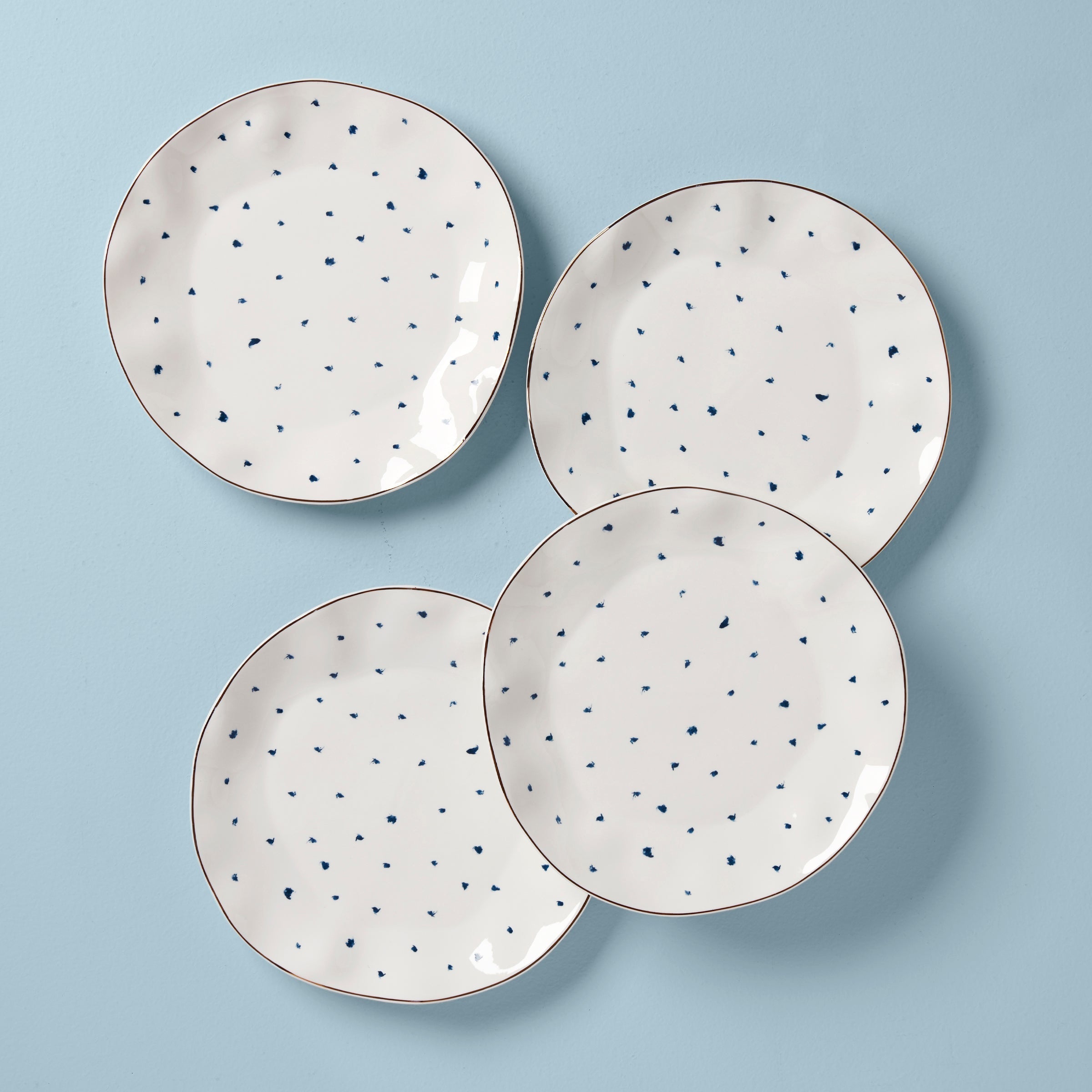Lenox Everyday Flatware Blue Bay Dots Dinner Plates, Set of 4