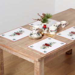 Lenox Everyday Flatware Winter Greetings Cardinal Cork Placemats, Set of 4