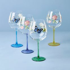 Lenox Everyday Flatware Butterfly Meadow Balloon Wine Glasses, Set of 4, Assorted