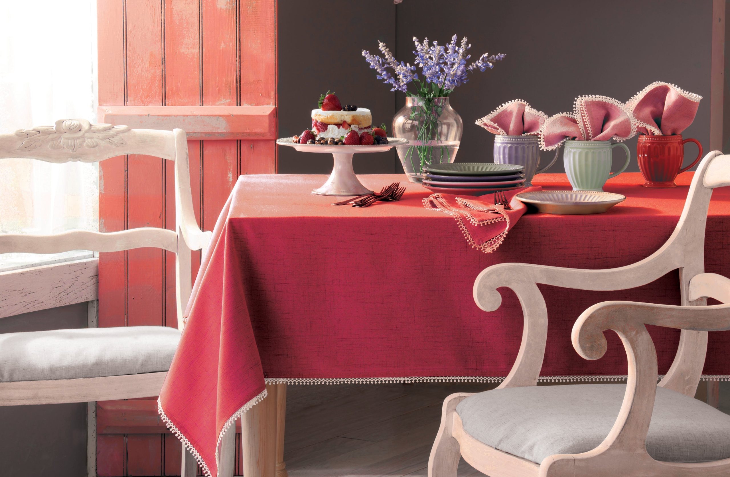 Lenox Everyday Flatware French Perle Red 60x84 Tablecloth - Image 2
