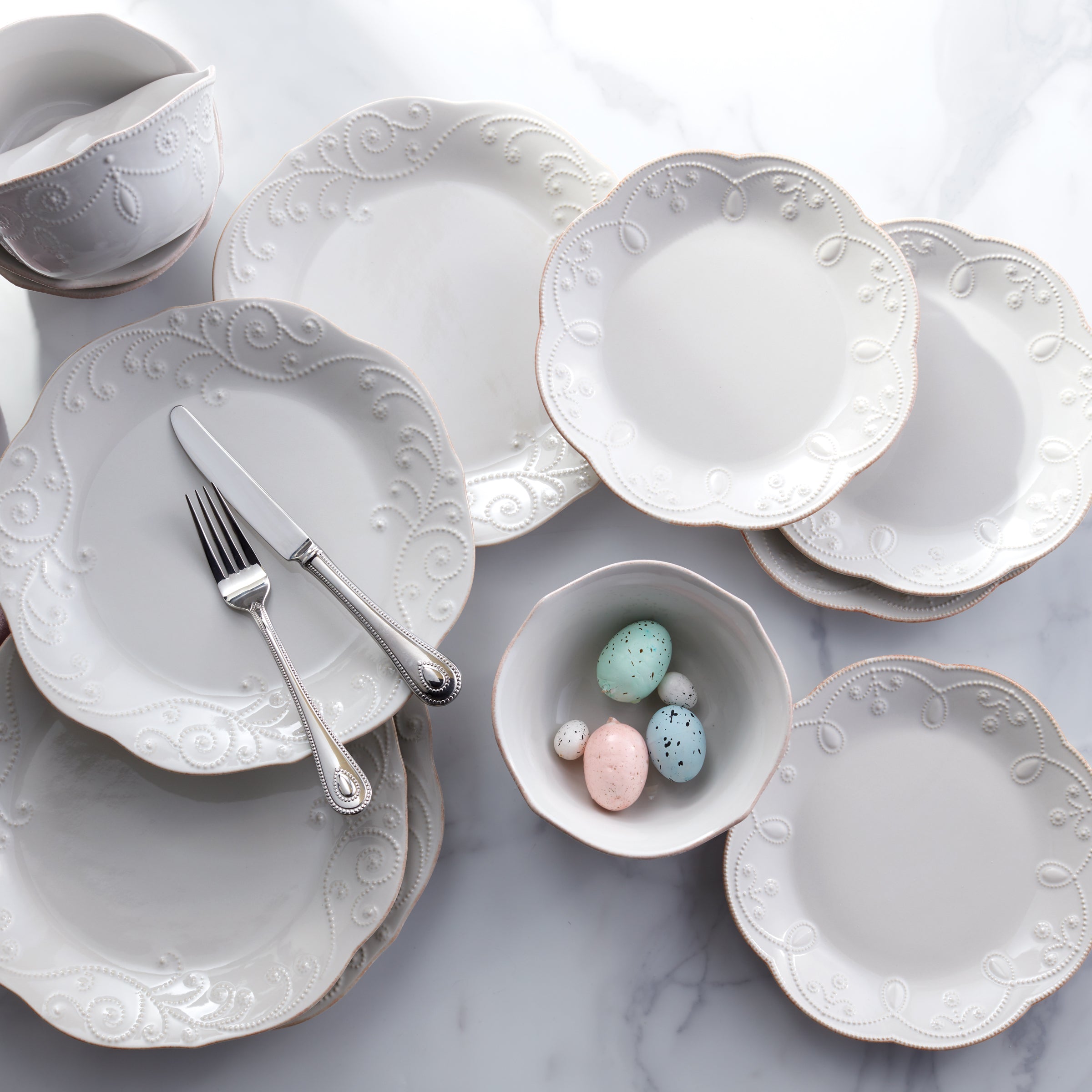 Lenox Everyday Flatware French Perle White 12-Piece Dinnerware Set - Image 2